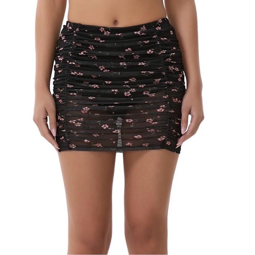 AFRM New Martina Mini Skirt Black Floral Size Large - with attached underwear